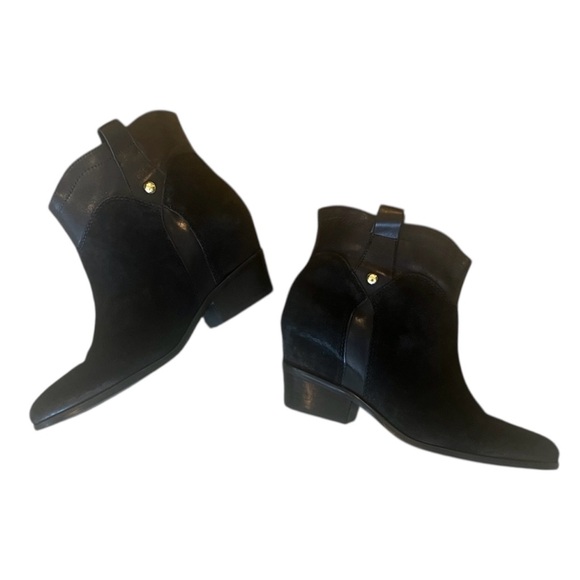 Ivanka Trump Black Leather & Suede Ankle Booties - Picture 4 of 16